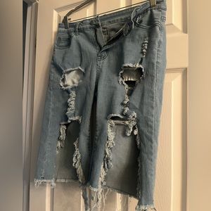 Stretch blue Jean shorts with rips…New never been worn!